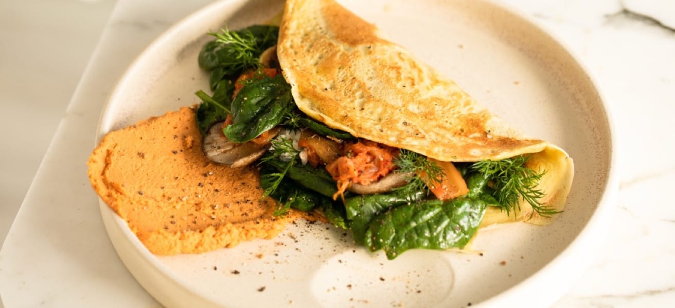 omelette with a piece of bread